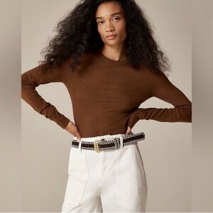 J.Crew Carolyn fitted crewneck sweater in merino wool Heather Hickory